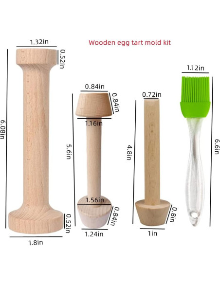 Juego de Prensadores de Tartas de Madera BRYHZKCM Set de 4