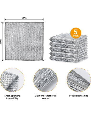 5 Paños de Cocina DyPinYise de Alambre 20x20 cm