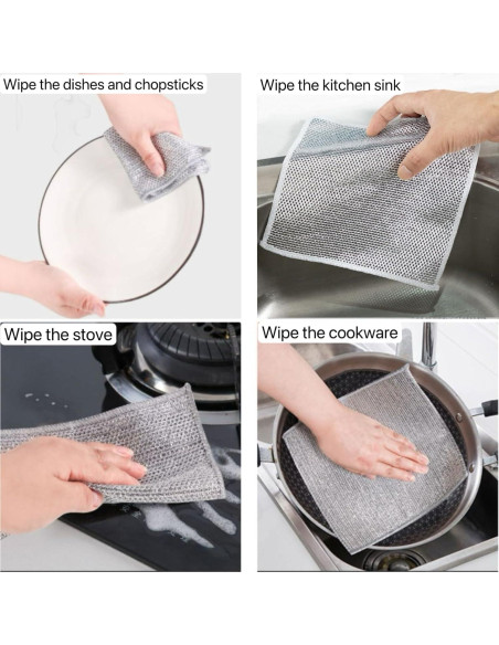 15 Paños de Limpieza de Alambre Sqsxgz 19x19 cm Reutilizables