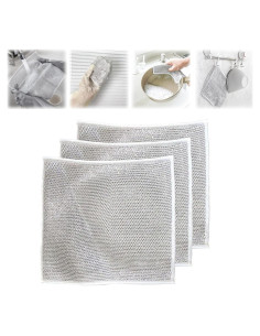 Toallas de Lavado Plástico Genérico 3pcs Plata 20x20cm