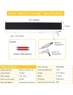 Panel Solar Delgado Sortfle 8.4V para Persianas Motorizadas 2
