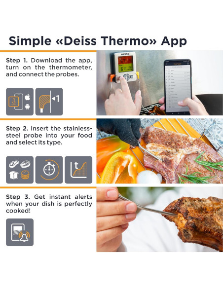 Termómetro de Carne Bluetooth Deiss PRO Digital 2 Probetas Termómetro de Carne Bluetooth Deiss PRO Digital 2 Probetas