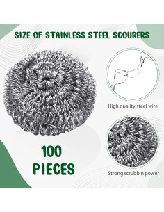 Estropajos de Acero Inoxidable Yinkin 100 Piezas 5 cm 2