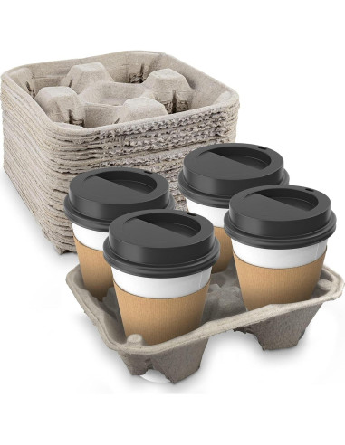 Porta Bebidas de Fibra de Pulpa MT Products 4 Tazas 25 Pcs