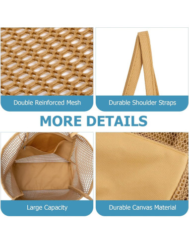 Bolsa de Playa de Malla Iioscre Caqui 45,72x35,56cm
