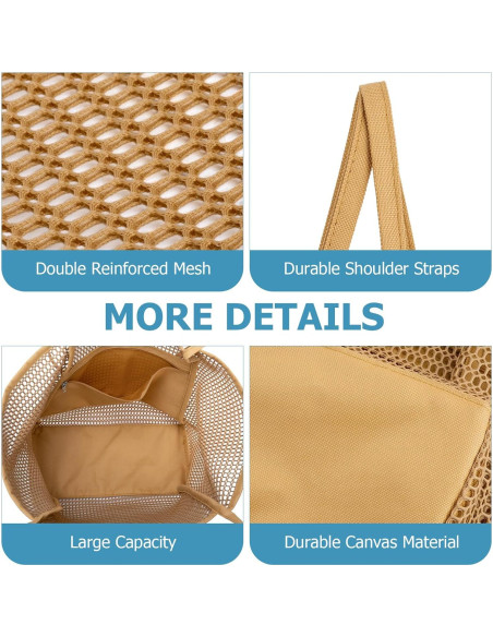 Bolsa de Playa de Malla Iioscre Caqui 45,72x35,56cm