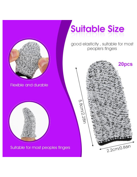 20 Protectores de Dedos Anticorte HPPE Reutilizables 5.8cm
