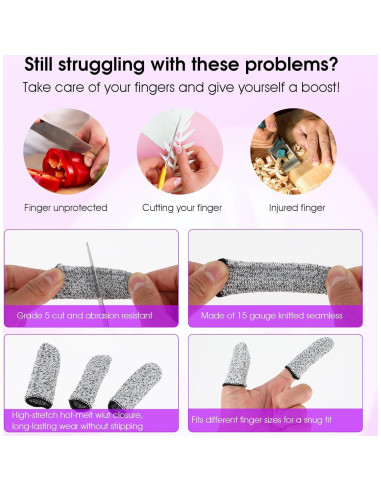 20 Protectores de Dedos Anticorte HPPE Reutilizables 5.8cm