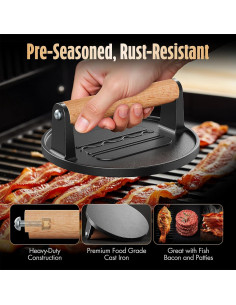 Prensa para Hamburguesas Pisol de Hierro Fundido 16,76 cm 2