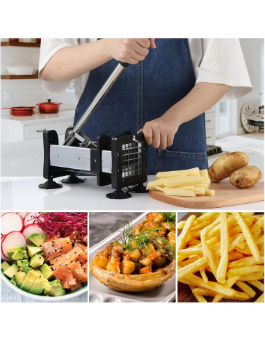 Cortador de Papas Fritas Redhoney Acero Inoxidable 1,27cm 0,95cm
