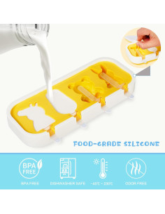 Moldes de Paletas de Silicona Nuidurilt 3 Piezas Animales 2