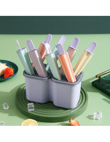 Moldes de Paletas HOMQUEN 8 Piezas Reutilizables BPA Free