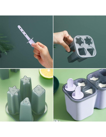 Moldes de Paletas HOMQUEN 8 Piezas Reutilizables BPA Free