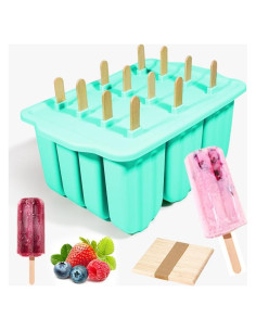 Moldes de Popsicle de Silicona Elecphbo 12 Cavidades Verde