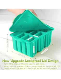 Moldes de Popsicle de Silicona Elecphbo 12 Cavidades Verde 2