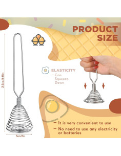 Batidores de Resorte Acero Inoxidable CHENGU 4 Piezas 21.5 cm 2