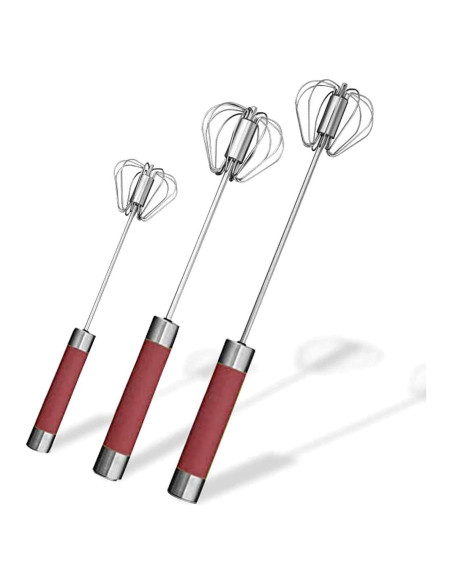 Batidor de Huevos Semiautomático Fnoko Acero Inoxidable Rojo