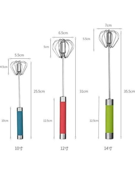 Batidor de Huevos Semiautomático Fnoko Acero Inoxidable Rojo