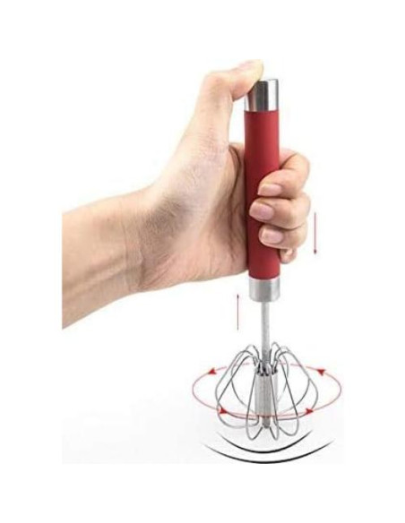 Batidor de Huevos Semiautomático Fnoko Acero Inoxidable Rojo