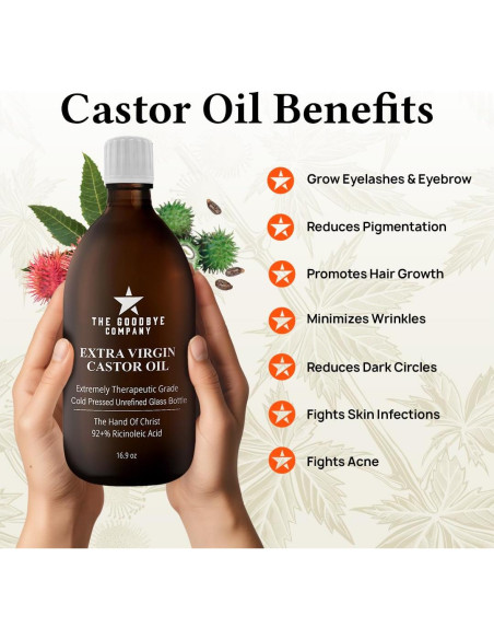 Aceite de Ricino Orgánico The Goodbye Company 250mL Puro Extra Virgen