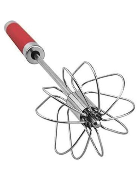 Batidor de Huevos Semiautomático Fnoko Acero Inoxidable Rojo