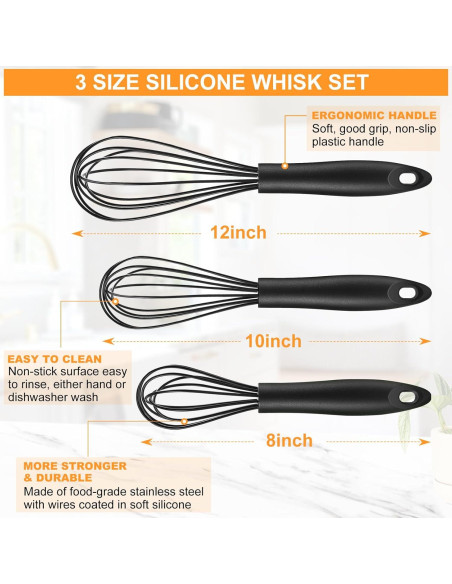 Juego de 3 Batidores de Silicona Cerpourt - Negro