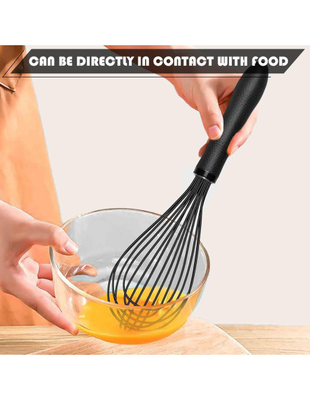 Batidor de Silicona TEEVEA 28 cm Resistente al Calor Negro