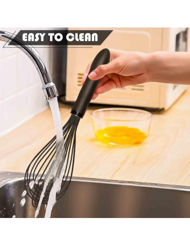 Batidor de Silicona TEEVEA 28 cm Resistente al Calor Negro