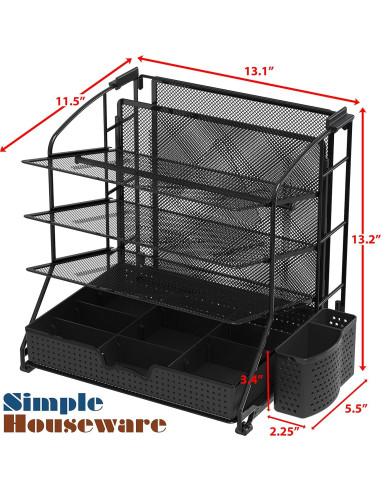 Organizador de Documentos Simple Houseware Negro 3 Niveles
