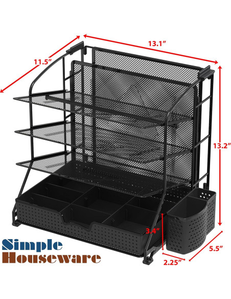 Organizador de Documentos Simple Houseware Negro 3 Niveles