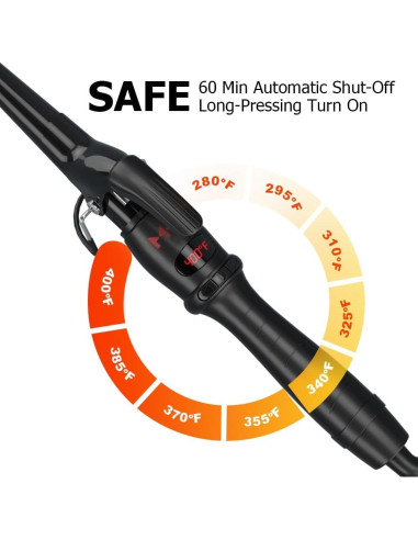 Rizador Cónico MHU PRO 1.5" con Pinza Corta y 9 Temperaturas