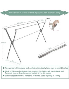 Estante Secador de Ropa AUGMIRR Acero Inoxidable 200 cm 2