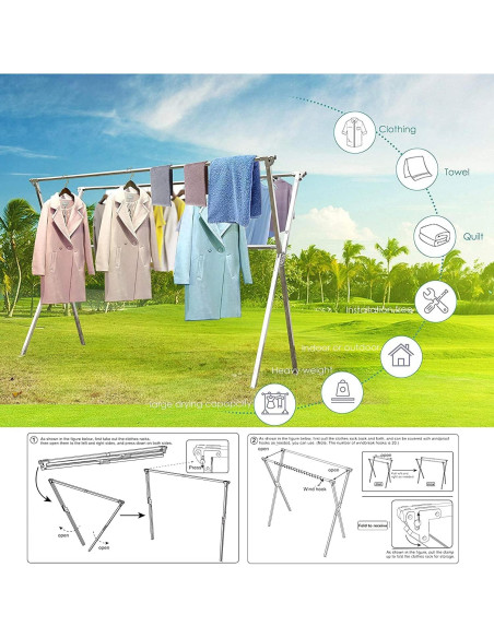 Estante Secador de Ropa AUGMIRR Acero Inoxidable 200 cm