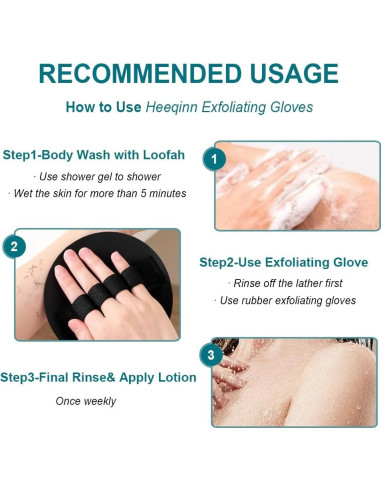 Guante Exfoliante de Goma Heeqinn 2 Piezas Grueso y Estándar