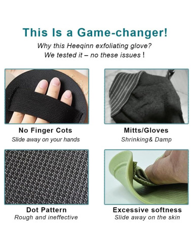 Guante Exfoliante de Goma Heeqinn 2 Piezas Grueso y Estándar