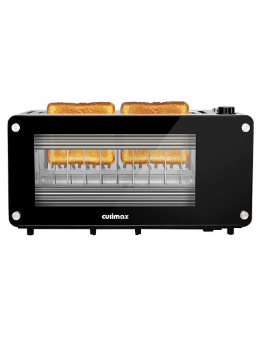Tostadora de 2 Rebanadas CUSIMAX Acero Inoxidable con Ventana