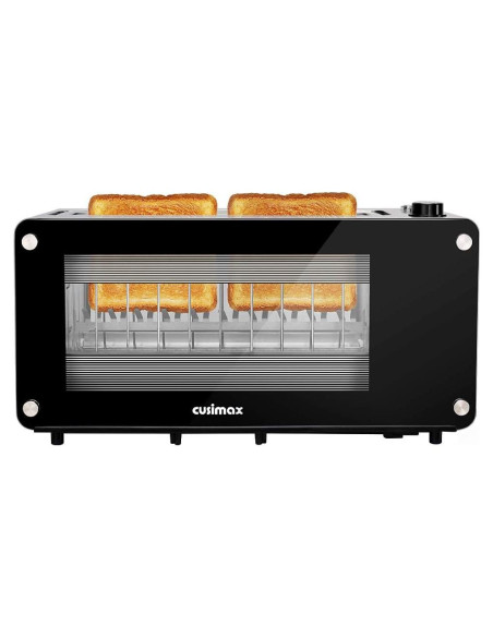 Tostadora de 2 Rebanadas CUSIMAX Acero Inoxidable con Ventana