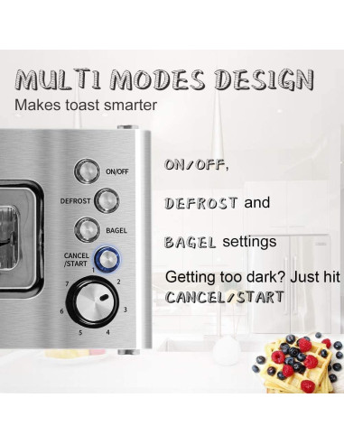 Tostadora de 2 Rebanadas CUSIMAX Acero Inoxidable con Ventana