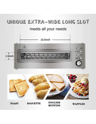 Tostadora de 2 Rebanadas CUSIMAX Acero Inoxidable con Ventana