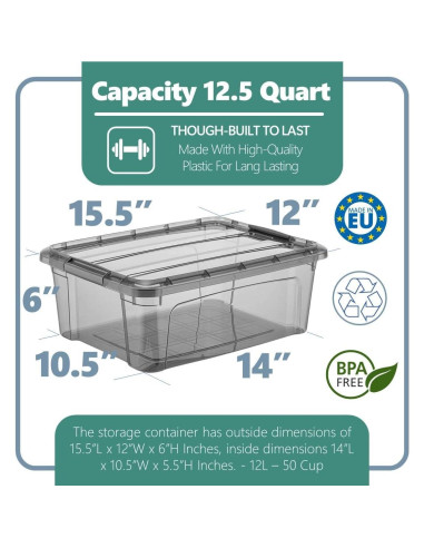 Bins de Almacenamiento Tribello 12 Litros con Tapa - Set de 2