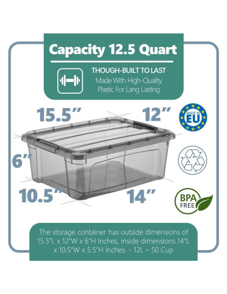 Bins de Almacenamiento Tribello 12 Litros con Tapa - Set de 2