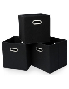 Cajas de Almacenamiento Plegables Yunkeeper 3 Unidades 33 cm Negro