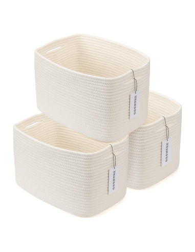 Cesta de Almacenamiento XUANGUO Algodón 3 Piezas Blanca