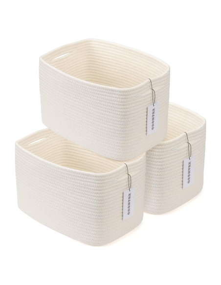 Cesta de Almacenamiento XUANGUO Algodón 3 Piezas Blanca