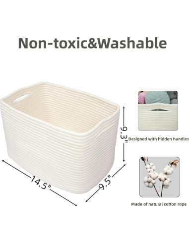 Cesta de Almacenamiento XUANGUO Algodón 3 Piezas Blanca