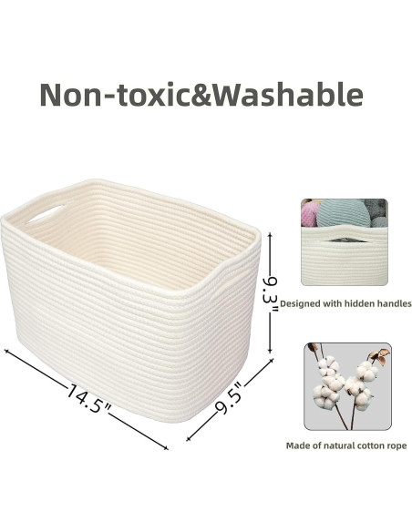 Cesta de Almacenamiento XUANGUO Algodón 3 Piezas Blanca