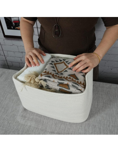 Cesta de Almacenamiento XUANGUO Algodón 3 Piezas Blanca