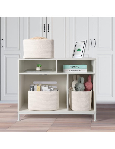 Cesta de Almacenamiento XUANGUO Algodón 3 Piezas Blanca