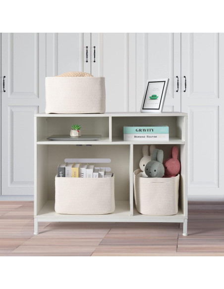 Cesta de Almacenamiento XUANGUO Algodón 3 Piezas Blanca