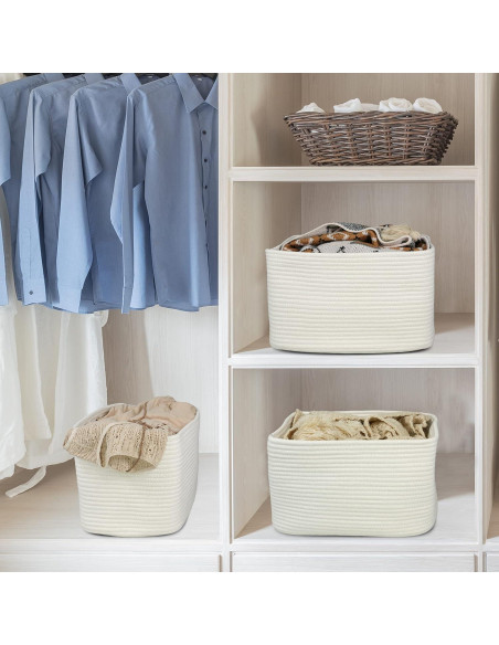 Cesta de Almacenamiento XUANGUO Algodón 3 Piezas Blanca